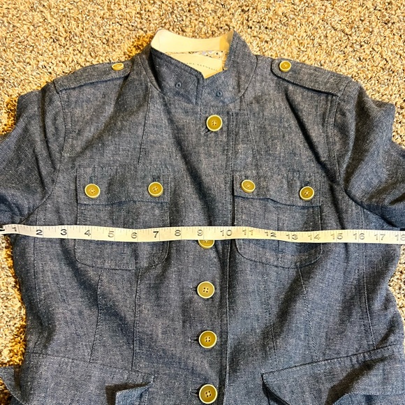 BANANA REPUBLIC BLAZER BLUE LINEN MILITARY STYLE LONG SLEEVE. Size 6 - Picture 6 of 10
